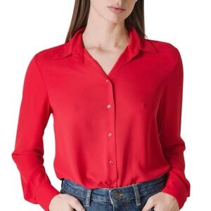 Chic Scarlet Button-Down Shirt for Women❤️